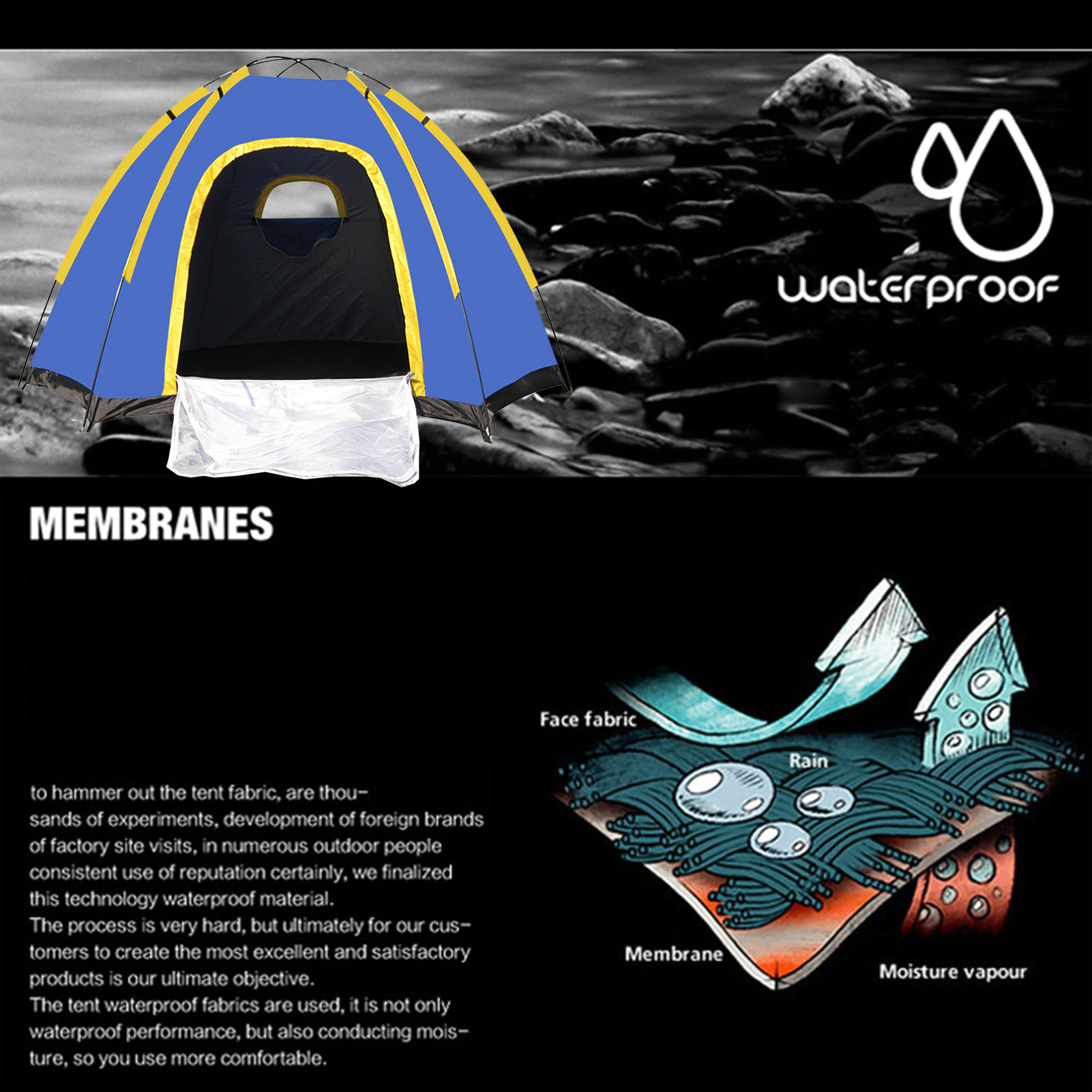 Cheap Goat Tents 240*210*130cm 3 5 People Camping Hexagonal Tent Outdoor Waterproof Durable Travel Tentage Tents 